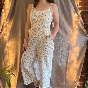 White Floral jumpsuit NWT